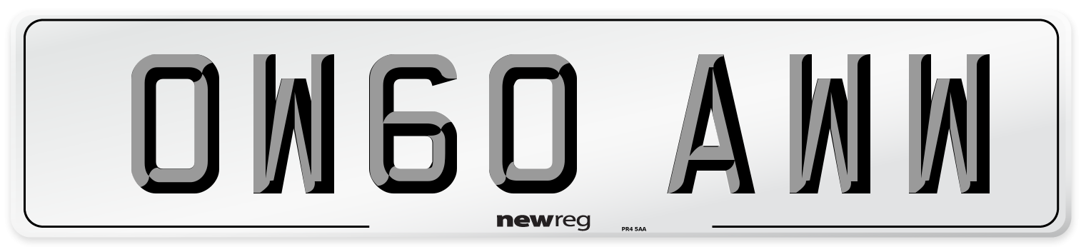 OW60 AWW Number Plate from New Reg
